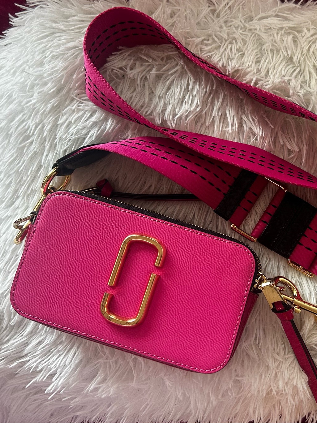 Marc Jacobs Hot Pink Crossbody Camera Bag With Gold Hardware